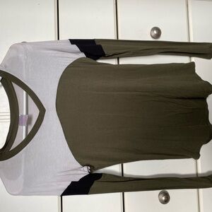 No Boundaries Olive, White, and Black Long Sleeve Top